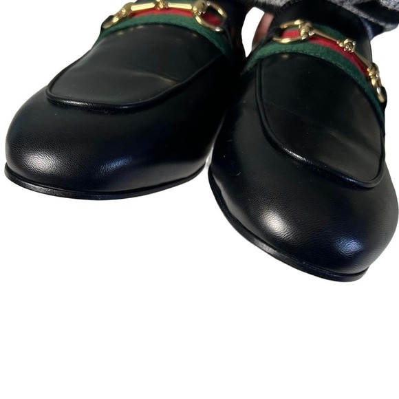 Gucci Princetown Horsebit Leather Web Stripe Accent Mules EU 38.5 - Picture 5 of 12